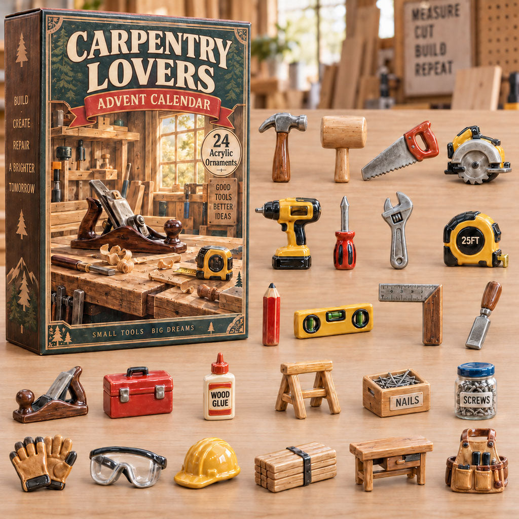 CHRISTMAS KICKOFF 40% OFF - Carpentry Lover Advent Calendar 2026 - 24-Day Festive Countdown, Acrylic Charms Blind Box - Gift For Carpenter Lovers AC0TM290