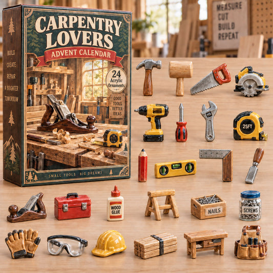 CHRISTMAS KICKOFF 40% OFF - Carpentry Lover Advent Calendar 2026 - 24-Day Festive Countdown, Acrylic Charms Blind Box - Gift For Carpenter Lovers AC0TM290