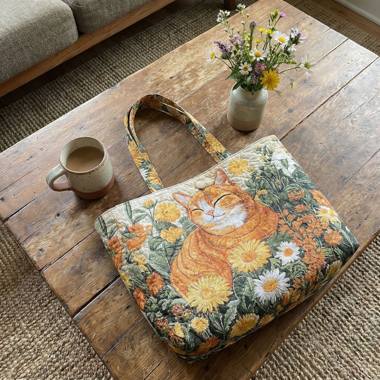 Cat Charm Quilted Classic Tote Bag SN0DK021