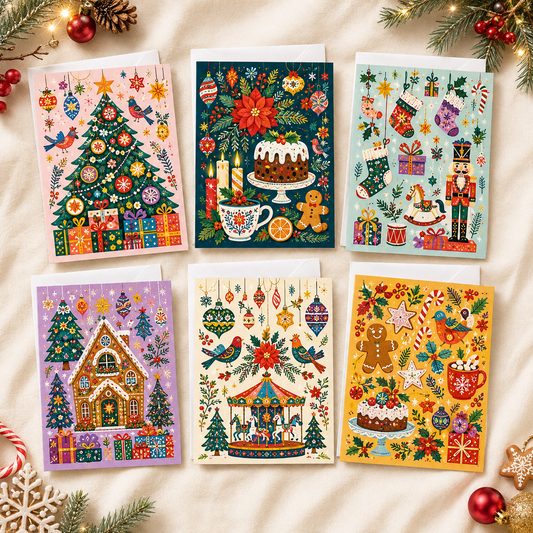 Christmas Joy Christmas Cards Assortment, Set of 6 - Holiday Greeting Cards GC0TL013