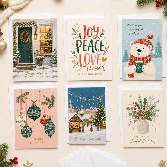 Christmas Memories Christmas Cards Assortment, Set of 6 - Holiday Greeting Cards GC0TL11