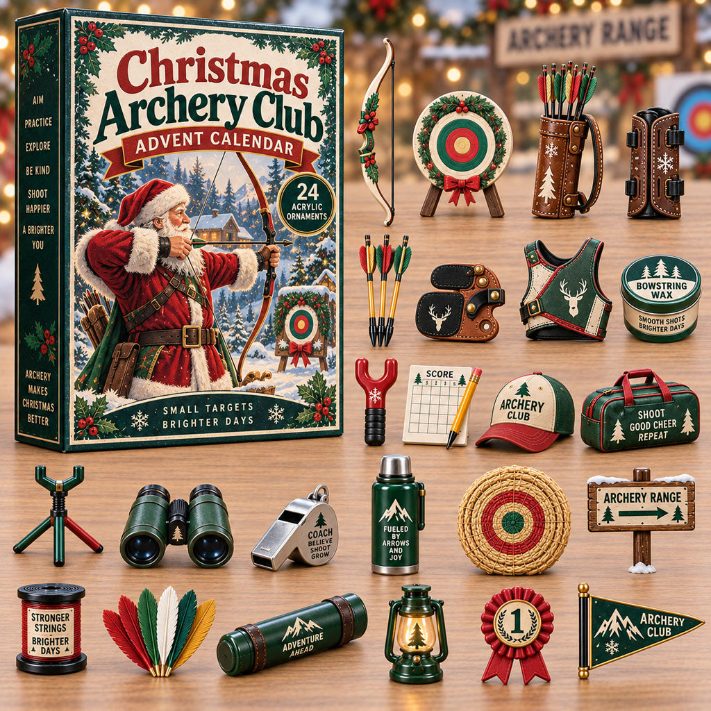 CHRISTMAS KICKOFF 40% OFF - Christmas Archery Club Advent Calendar 2026 - 24-Day Festive Countdown, Acrylic Charms Blind Box - Gift For Archery Lovers AC0NT397