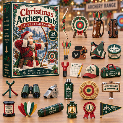 CHRISTMAS KICKOFF 40% OFF - Christmas Archery Club Advent Calendar 2026 - 24-Day Festive Countdown, Acrylic Charms Blind Box - Gift For Archery Lovers AC0NT397