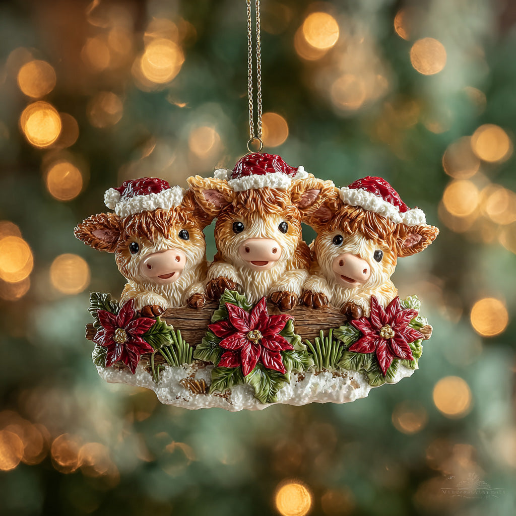 Christmas Cow Trio Mica Ornament NCU0DH197