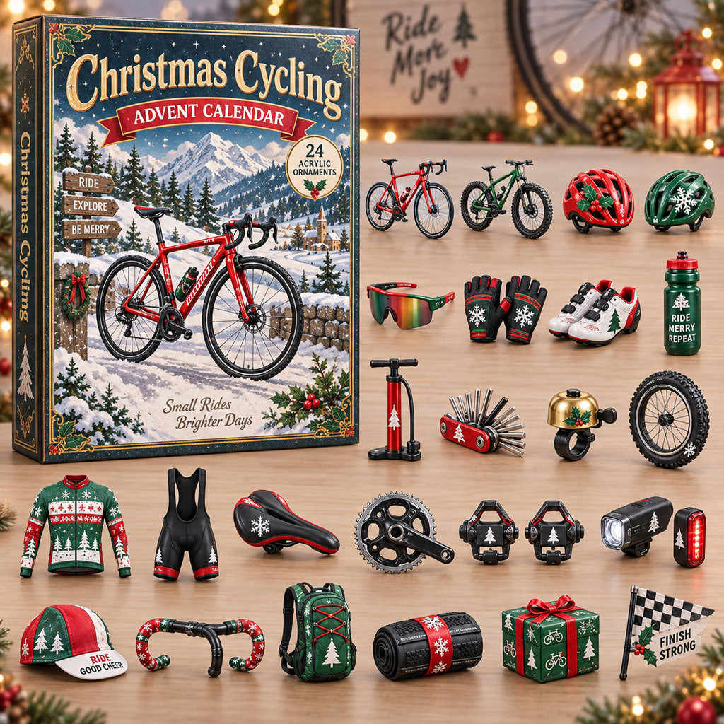 CHRISTMAS KICKOFF 40% OFF - Christmas Cycling Advent Calendar 2026 - 24-Day Festive Countdown, Acrylic Charms Blind Box - Gift For Cycling Lovers AC0NT391