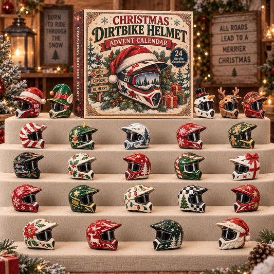 CHRISTMAS KICKOFF 40% OFF - Christmas Dirtbike Helmet Advent Calendar 2026 - 24-Day Festive Countdown, Acrylic Charms Blind Box - Gift For Dirt Bike Lovers AC0TM318