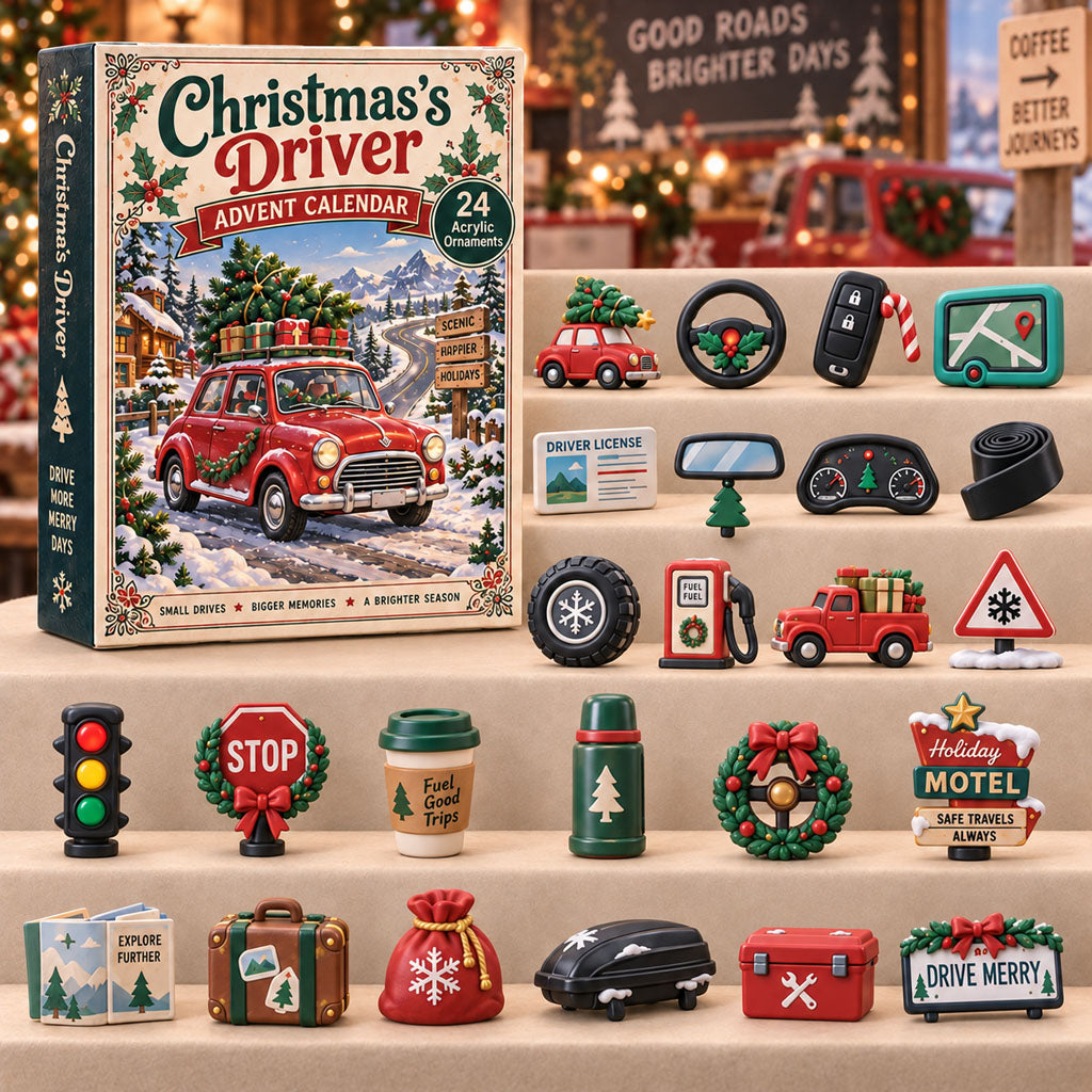 CHRISTMAS KICKOFF 40% OFF - Christmas Driver Advent Calendar 2026 - 24-Day Festive Countdown, Acrylic Charms Blind Box - Gift For Family, Friends AC0TH311