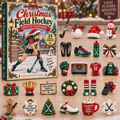CHRISTMAS KICKOFF 40% OFF - Christmas Field Hockey Advent Calendar 2026 - 24-Day Festive Countdown, Acrylic Charms Blind Box - Gift For Field Hockey Lovers AC0NT381