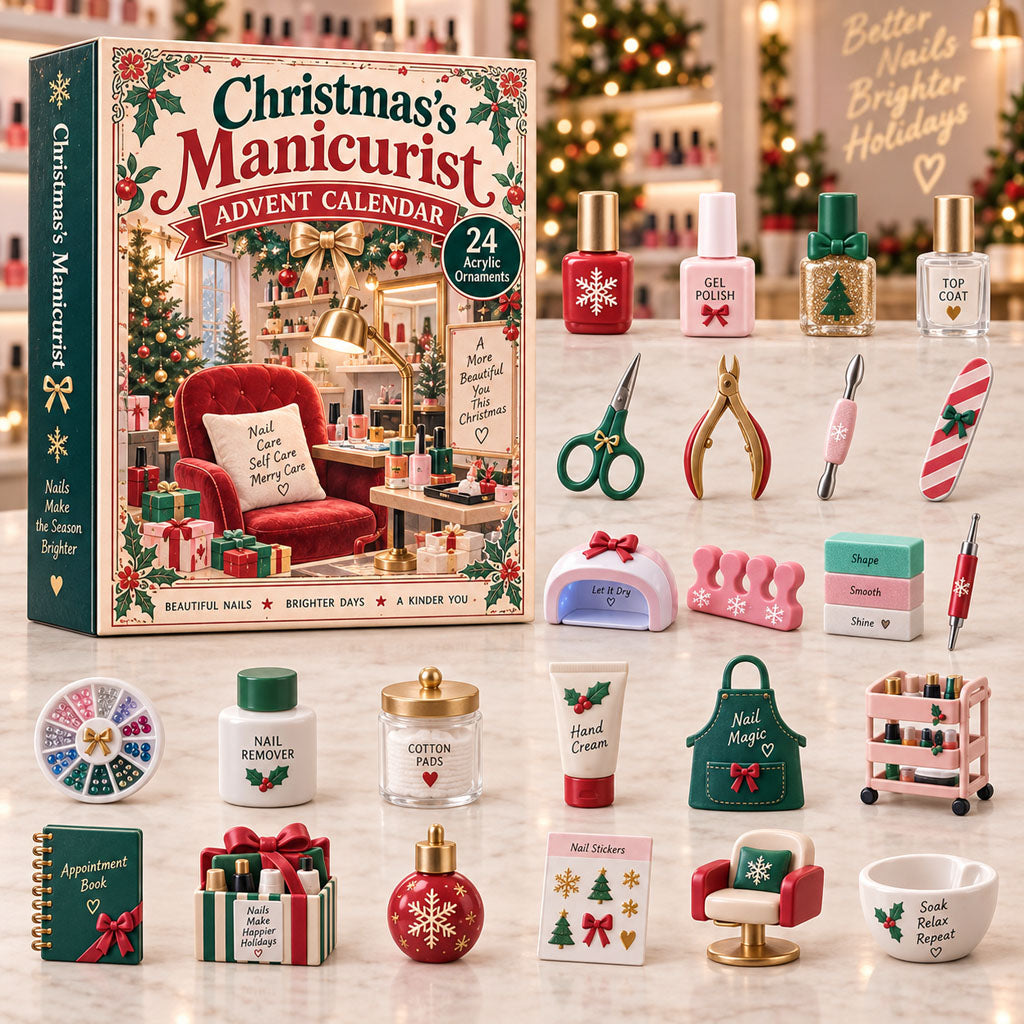 CHRISTMAS KICKOFF 40% OFF - Christmas Manicurist Advent Calendar 2026 - 24-Day Festive Countdown, Acrylic Charms Blind Box - Gift For Family, Friends AC0TH312