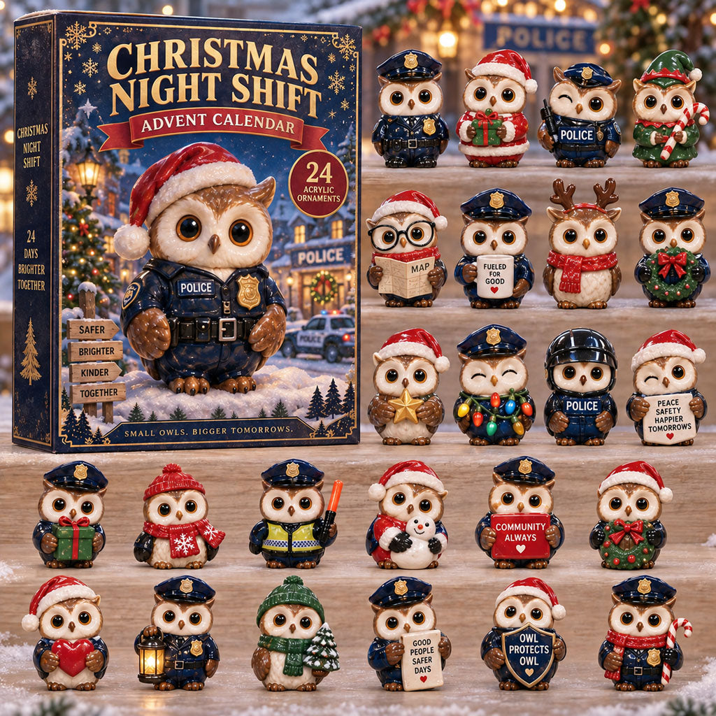 CHRISTMAS KICKOFF 40% OFF - Christmas Night Shift Advent Calendar 2026 - 24-Day Festive Countdown, Acrylic Charms Blind Box - Gift For Police Lovers AC0TM397