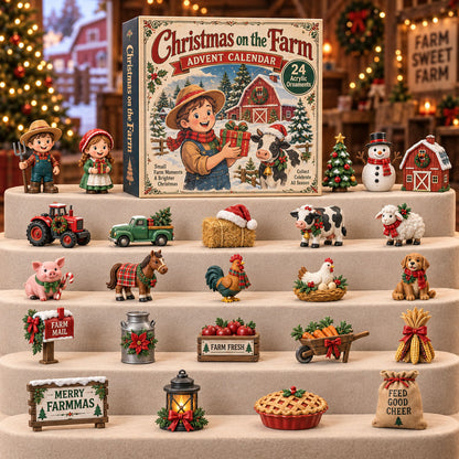 CHRISTMAS KICKOFF 40% OFF - Christmas On Farm Advent Calendar 2026 - 24-Day Festive Countdown, Acrylic Charms Blind Box - Gift For Farm Lovers AC0TH258