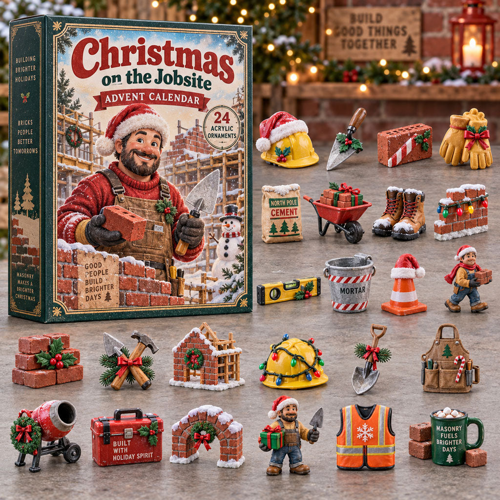 CHRISTMAS KICKOFF 40% OFF - Christmas On The Jobsite Advent Calendar 2026 - 24-Day Festive Countdown, Acrylic Charms Blind Box - Gift For Masons AC0NT378