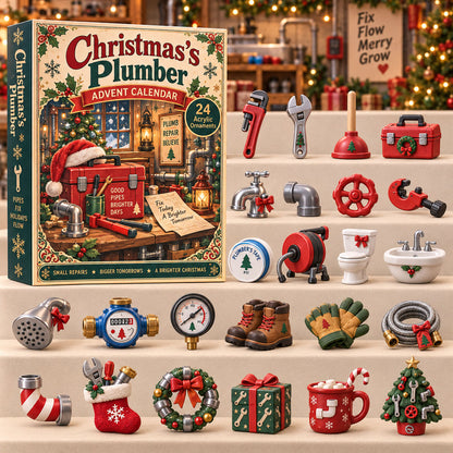 CHRISTMAS KICKOFF 40% OFF - Christmas Plumber Advent Calendar 2026 - 24-Day Festive Countdown, Acrylic Charms Blind Box - Gift For Family, Friends AC0TH313