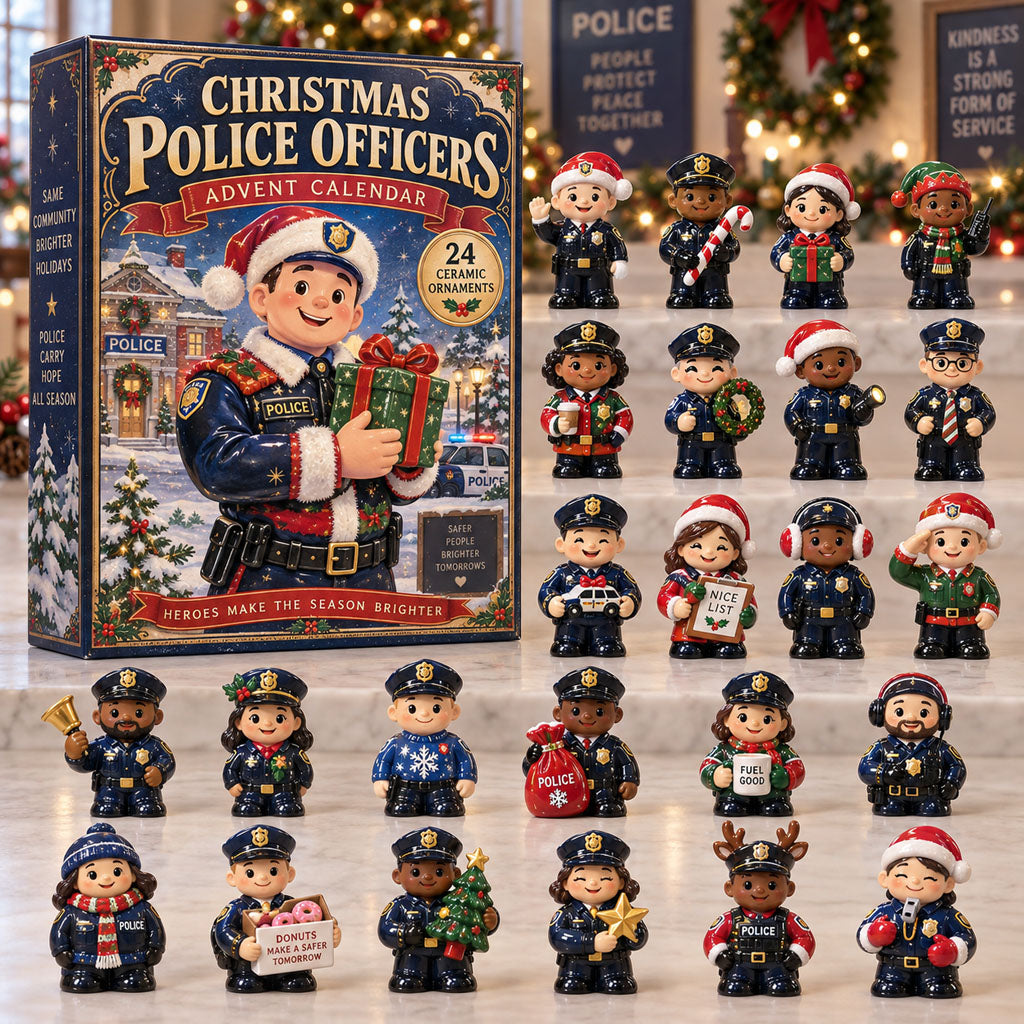 CHRISTMAS KICKOFF 40% OFF - Christmas Police Officers Advent Calendar 2026 - 24-Day Festive Countdown, Acrylic Charms Blind Box - Gift For Police Lovers AC0TM393