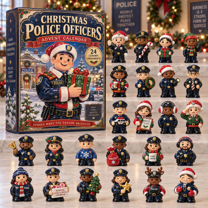 CHRISTMAS KICKOFF 40% OFF - Christmas Police Officers Advent Calendar 2026 - 24-Day Festive Countdown, Acrylic Charms Blind Box - Gift For Police Lovers AC0TM393