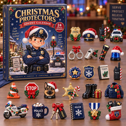 CHRISTMAS KICKOFF 40% OFF - Christmas Protectors Advent Calendar 2026 - 24-Day Festive Countdown, Acrylic Charms Blind Box - Gift For Police Lovers AC0TM391