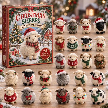 CHRISTMAS KICKOFF 40% OFF - Christmas Sheeps Advent Calendar 2026 - 24-Day Festive Countdown, Acrylic Charms Blind Box - Gift For Sheep Lovers AC0TM421