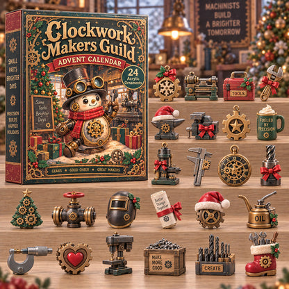 CHRISTMAS KICKOFF 40% OFF - Clockwork Makers Guild Advent Calendar 2026 - 24-Day Festive Countdown, Acrylic Charms Blind Box - Gift For Machinist Lovers AC0TH352