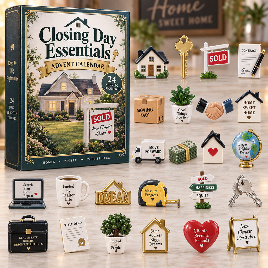 CHRISTMAS KICKOFF 40% OFF - Closing Day Essentials Advent Calendar 2026 - 24-Day Festive Countdown, Acrylic Charms Blind Box - Gift For Realtors AC0NT371