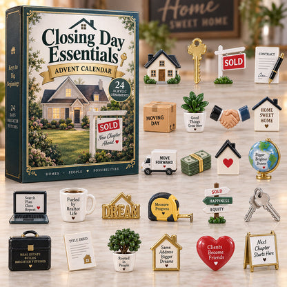 CHRISTMAS KICKOFF 40% OFF - Closing Day Essentials Advent Calendar 2026 - 24-Day Festive Countdown, Acrylic Charms Blind Box - Gift For Realtors AC0NT371