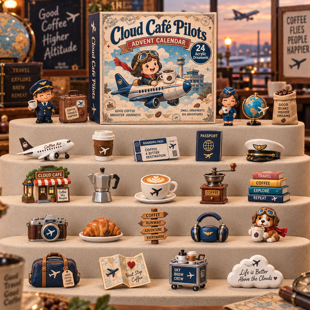 CHRISTMAS KICKOFF 40% OFF - Cloud Cafe Pilots Advent Calendar 2026 - 24-Day Festive Countdown, Acrylic Charms Blind Box - Gift For Pilot Lovers AC0TH286