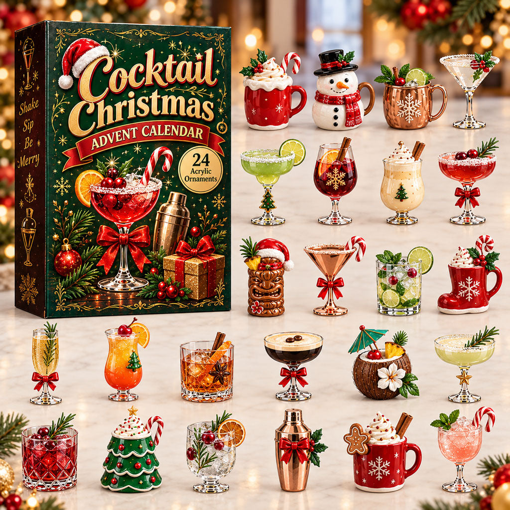 CHRISTMAS KICKOFF 40% OFF - Cocktail Christmas Advent Calendar 2026 - 24-Day Festive Countdown, Acrylic Charms Blind Box - Gift For Alcohol Lovers AC0HA292