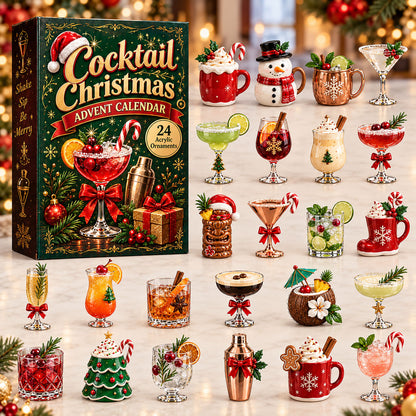 CHRISTMAS KICKOFF 40% OFF - Cocktail Christmas Advent Calendar 2026 - 24-Day Festive Countdown, Acrylic Charms Blind Box - Gift For Alcohol Lovers AC0HA292