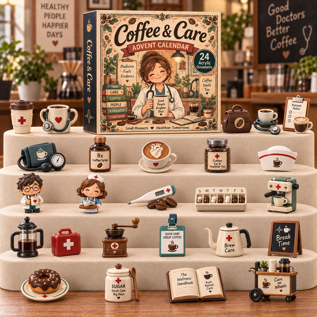 CHRISTMAS KICKOFF 40% OFF - Coffee And Care Advent Calendar 2026 - 24-Day Festive Countdown, Acrylic Charms Blind Box - Gift For Hospital Lovers AC0TH294