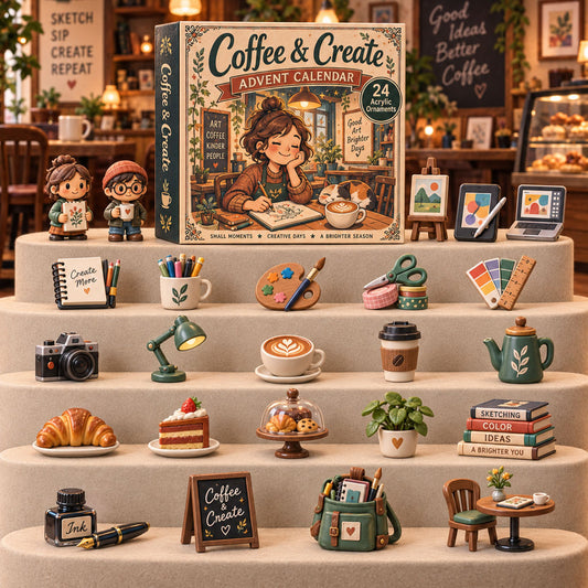 CHRISTMAS KICKOFF 40% OFF - Coffee And Create Advent Calendar 2026 - 24-Day Festive Countdown, Acrylic Charms Blind Box - Gift For Graphic Artist AC0TH288