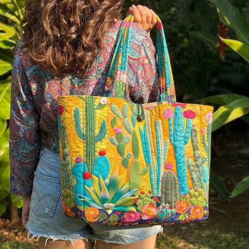 Colorful Cactus Quilted Classic Tote Bag SN0NT040