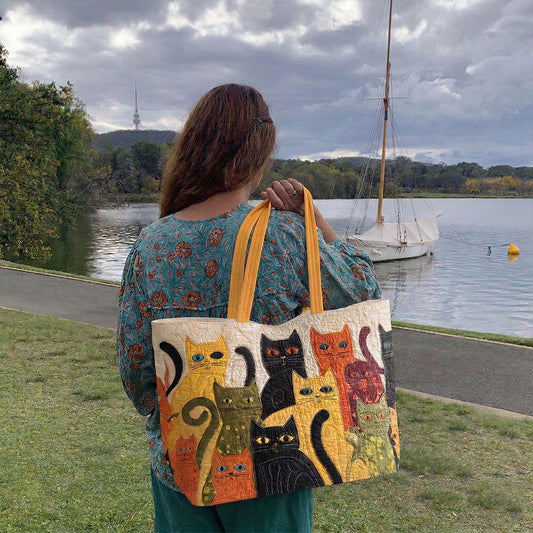 Cozy Cat Patchwork Quilted Classic Tote Bag SN0PT030