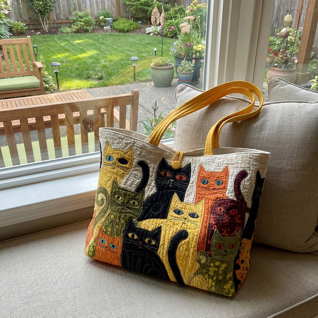Cozy Cat Patchwork Quilted Classic Tote Bag SN0PT030