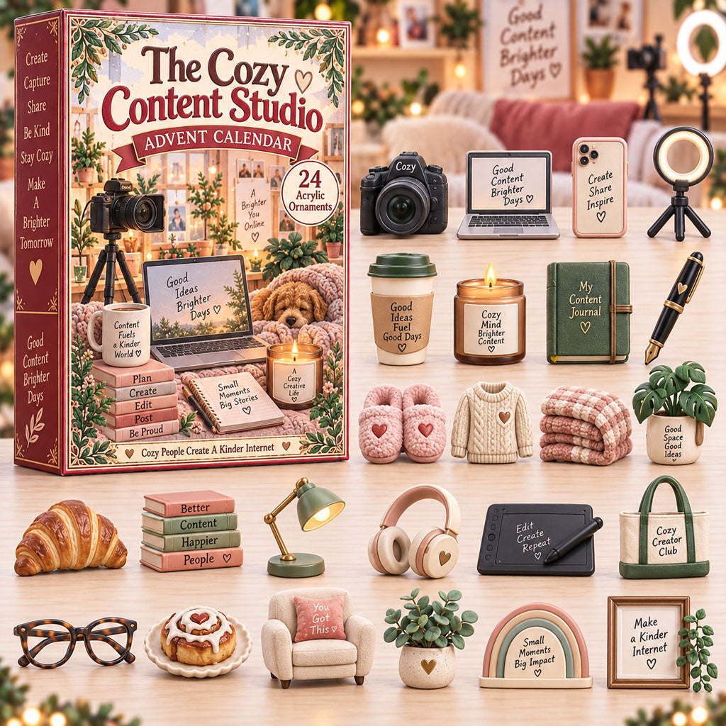 CHRISTMAS KICKOFF 40% OFF - Cozy Content Studio Advent Calendar 2026 - 24-Day Festive Countdown, Acrylic Charms Blind Box - Gift For Content Creator Lovers AC0TH343