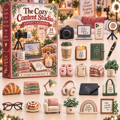 CHRISTMAS KICKOFF 40% OFF - Cozy Content Studio Advent Calendar 2026 - 24-Day Festive Countdown, Acrylic Charms Blind Box - Gift For Content Creator Lovers AC0TH343