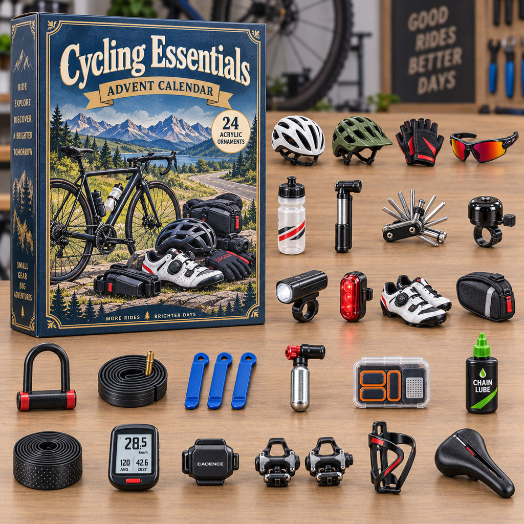 CHRISTMAS KICKOFF 40% OFF - Cycling Essentials Advent Calendar 2026 - 24-Day Festive Countdown, Acrylic Charms Blind Box - Gift For Cycling Lovers AC0NT393