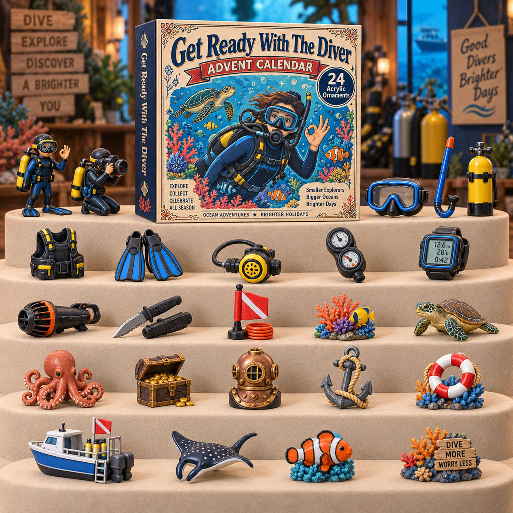 CHRISTMAS KICKOFF 40% OFF - Deep Sea Diver Advent Calendar 2026 - 24-Day Festive Countdown, Acrylic Charms Blind Box - Gift For Scuba Diving Lovers AC0TH248