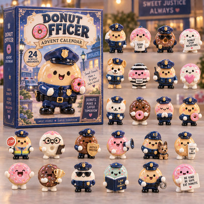 CHRISTMAS KICKOFF 40% OFF - Donut Officer Advent Calendar 2026 - 24-Day Festive Countdown, Acrylic Charms Blind Box - Gift For Police Lovers AC0TM394