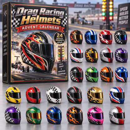 CHRISTMAS KICKOFF 40% OFF - Drag Racing Helmets Advent Calendar 2026 - 24-Day Festive Countdown, Acrylic Charms Blind Box - Gift For Drag Racing Lovers AC0NT389