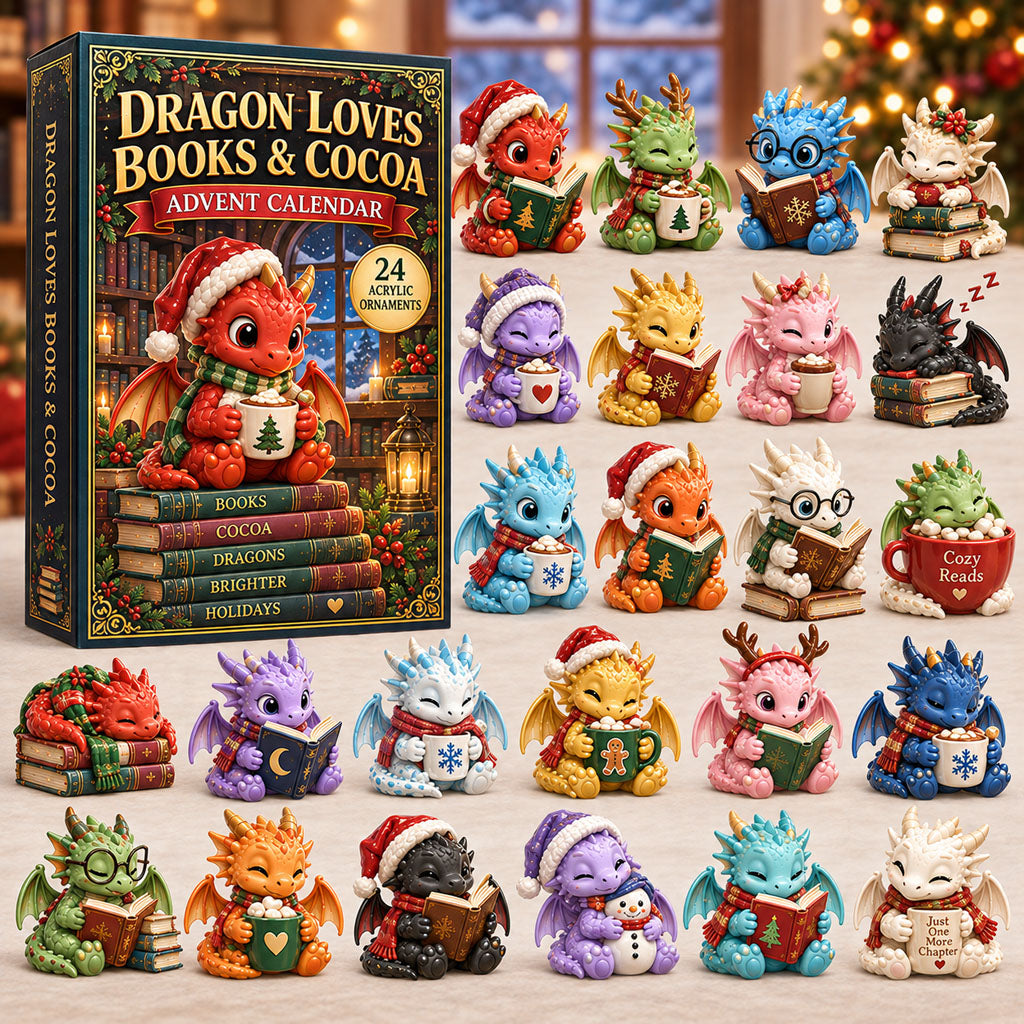 CHRISTMAS KICKOFF 40% OFF - Dragon Loves Cocoa Advent Calendar 2026 - 24-Day Festive Countdown, Acrylic Charms Blind Box - Gift For Dragon Lovers AC0TM413