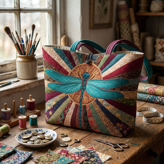 Dragonfly Bloom Quilted Classic Tote Bag SN0DK039