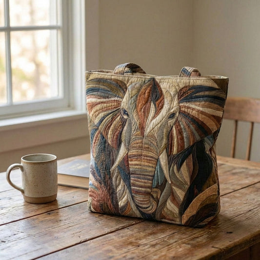 Elephant Quilted Zipper Tote Bag SN0DK011
