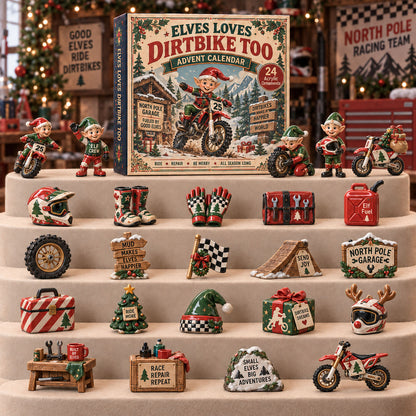 CHRISTMAS KICKOFF 40% OFF - Elves Loves Dirtbike Advent Calendar 2026 - 24-Day Festive Countdown, Acrylic Charms Blind Box - Gift For Dirt Bike Lovers AC0TM319