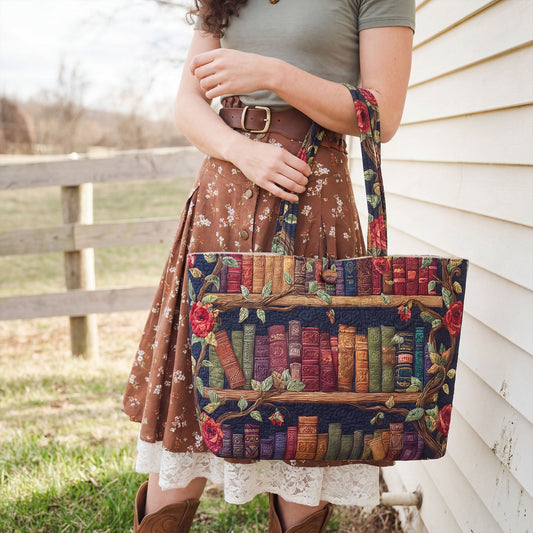 Enchanted Bookshelf Quilted Classic Tote Bag SN0NT033
