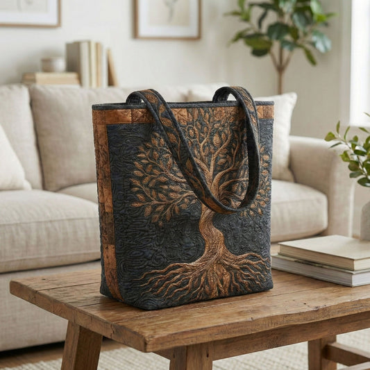 Eternal Roots Quilted Zipper Tote Bag SN0NT007