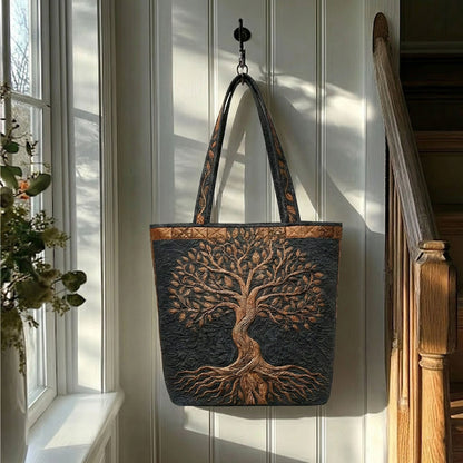 Eternal Roots Quilted Zipper Tote Bag SN0NT007