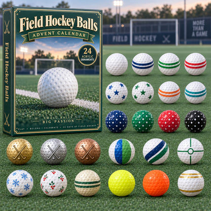 CHRISTMAS KICKOFF 40% OFF - Field Hockey Balls Advent Calendar 2026 - 24-Day Festive Countdown, Acrylic Charms Blind Box - Gift For Field Hockey Lovers AC0NT382