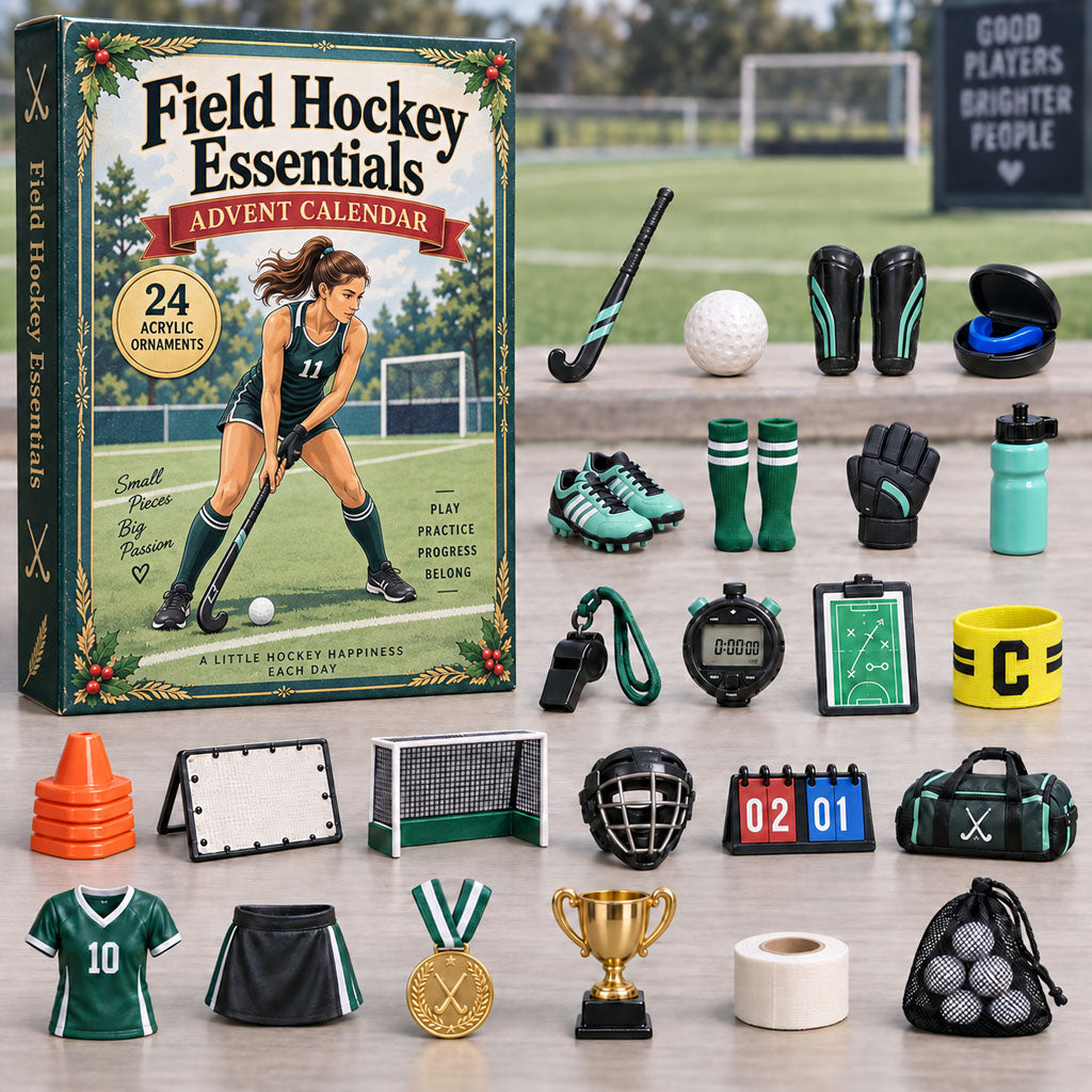 CHRISTMAS KICKOFF 40% OFF - Field Hockey Essentials Advent Calendar 2026 - 24-Day Festive Countdown, Acrylic Charms Blind Box - Gift For Field Hockey Lovers AC0NT383