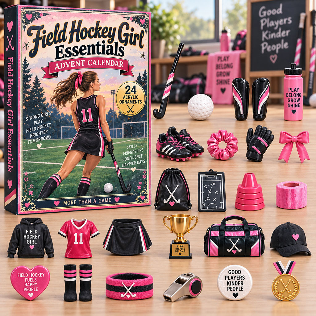 CHRISTMAS KICKOFF 40% OFF - Field Hockey Girl Essentials Advent Calendar 2026 - 24-Day Festive Countdown, Acrylic Charms Blind Box - Gift For Field Hockey Lovers AC0NT384