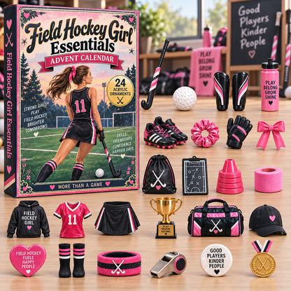 CHRISTMAS KICKOFF 40% OFF - Field Hockey Girl Essentials Advent Calendar 2026 - 24-Day Festive Countdown, Acrylic Charms Blind Box - Gift For Field Hockey Lovers AC0NT384