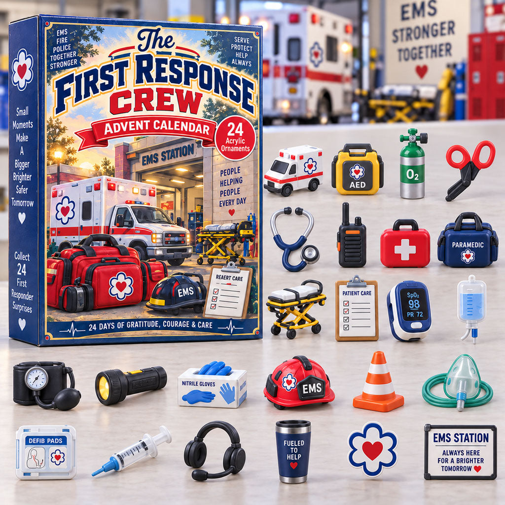 CHRISTMAS KICKOFF 40% OFF - First Response Crew Advent Calendar 2026 - 24-Day Festive Countdown, Acrylic Charms Blind Box - Gift For First Responders AC0TH330